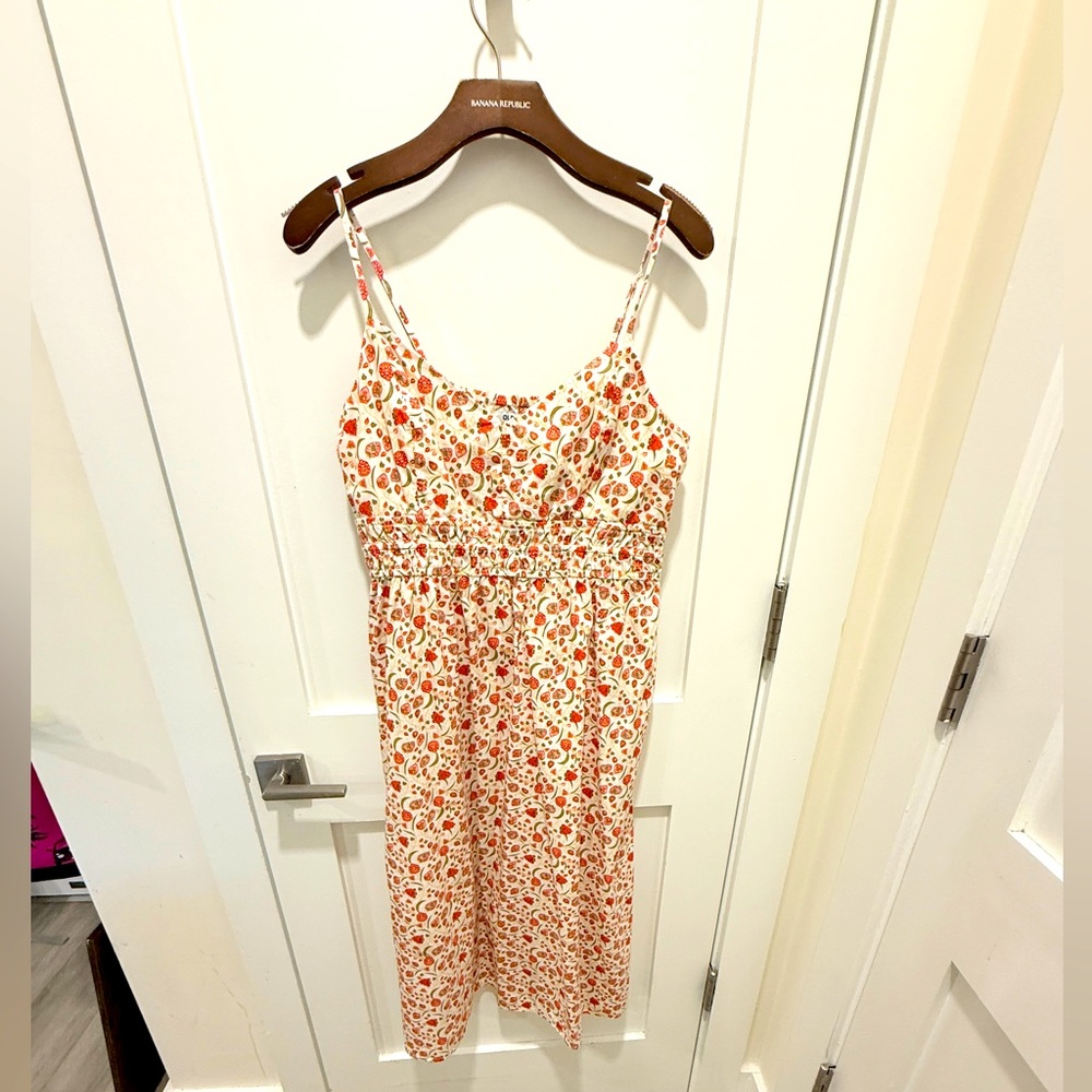Old Navy Floral Midi Dress - Orange and Cream